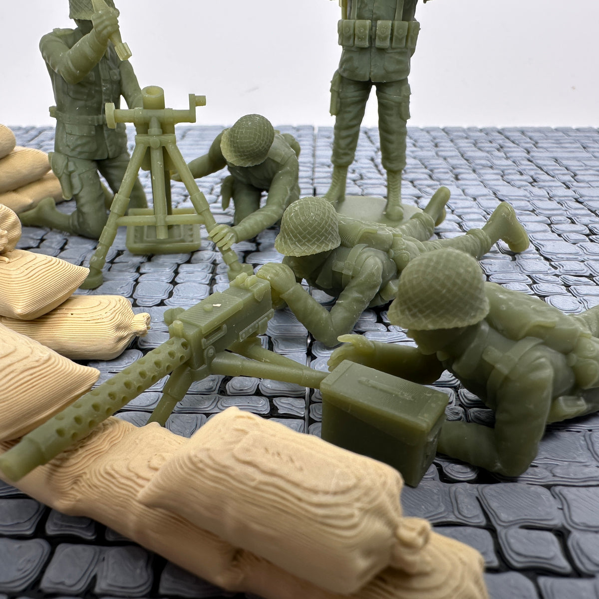 WW2 American Machine Gun & Mortar Set 1/32 Scale Toy Soldier Wargaming Figures