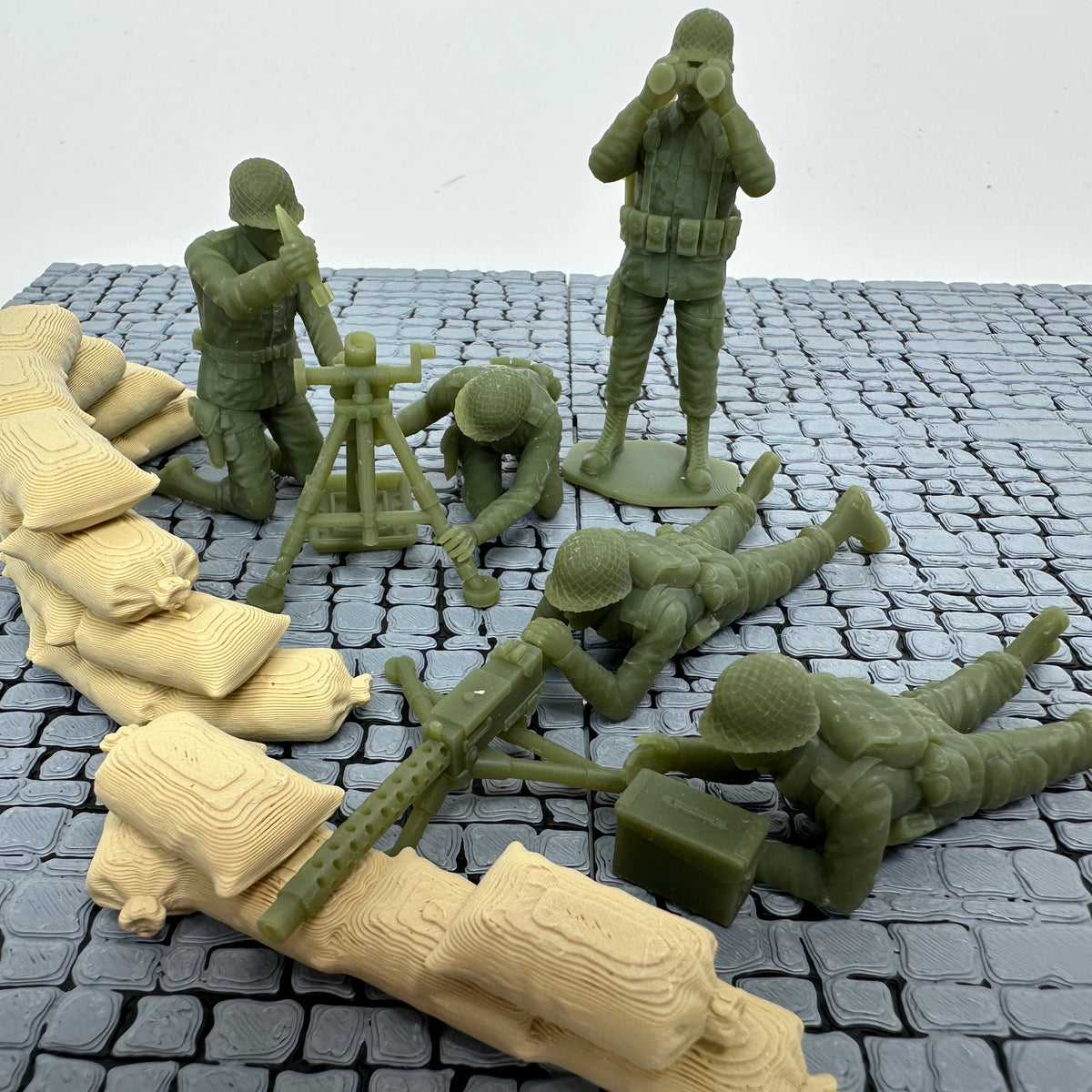 WW2 American Machine Gun & Mortar Set 1/32 Scale Toy Soldier Wargaming Figures