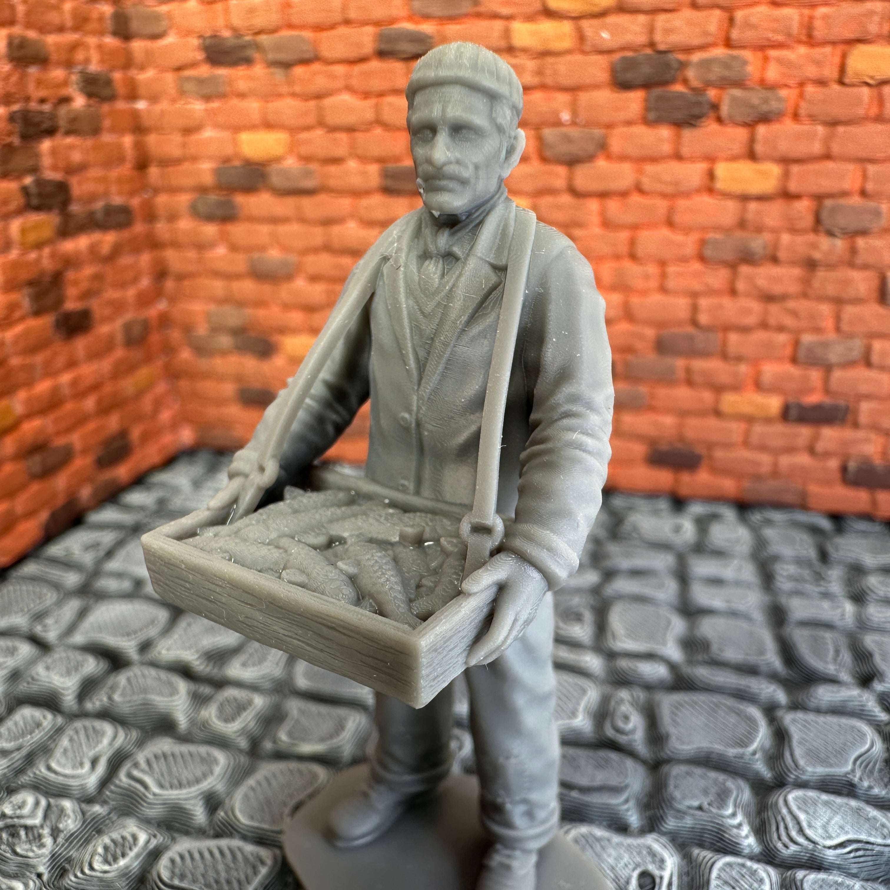 World War Civilian Market Fish Vendor 1/32 Scale Toy Soldier Wargaming Figure