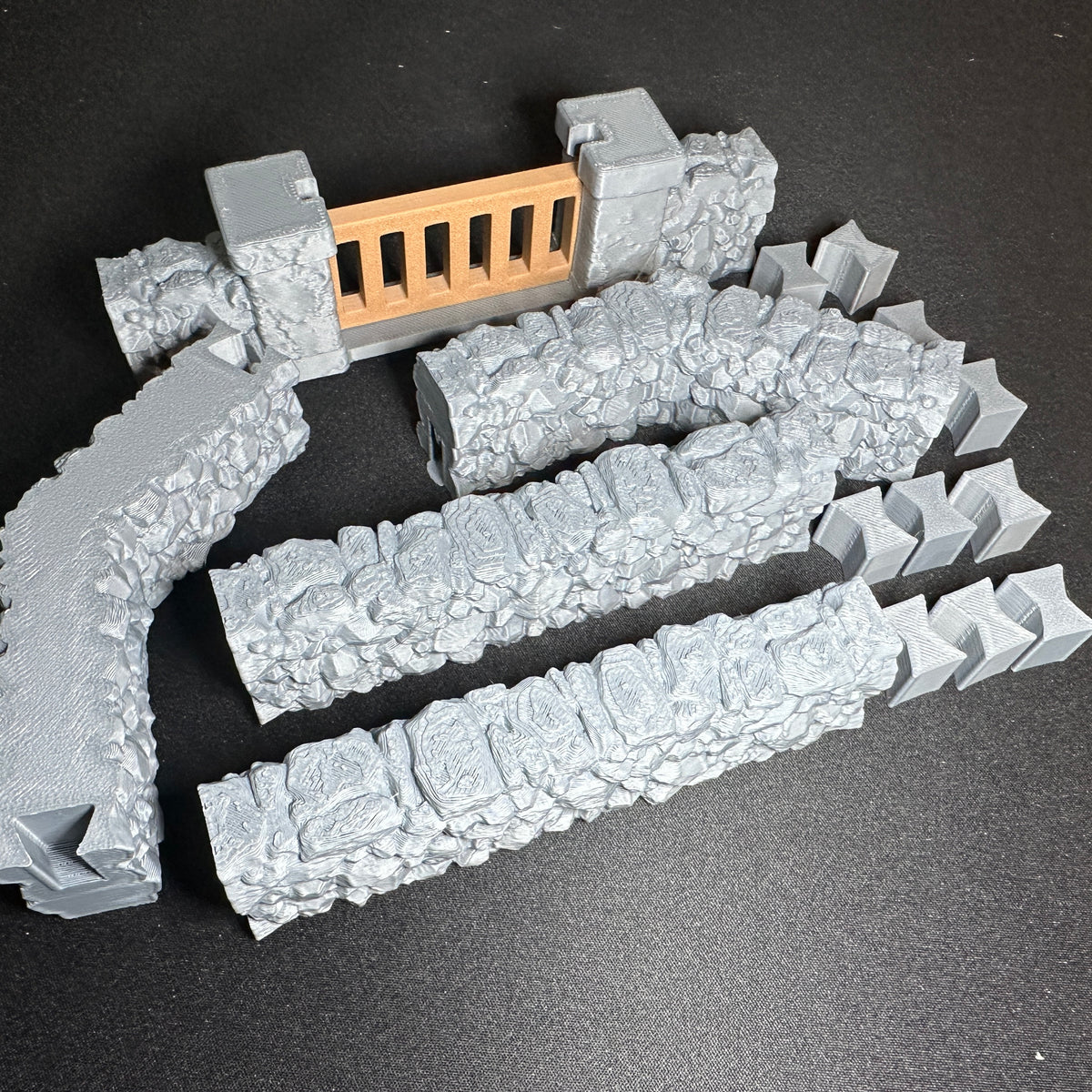 Modular Stone Fence Wall Set #2 1/32 Scale Toy Soldiers Civil Revolutionary World Wars 3D Accessory
