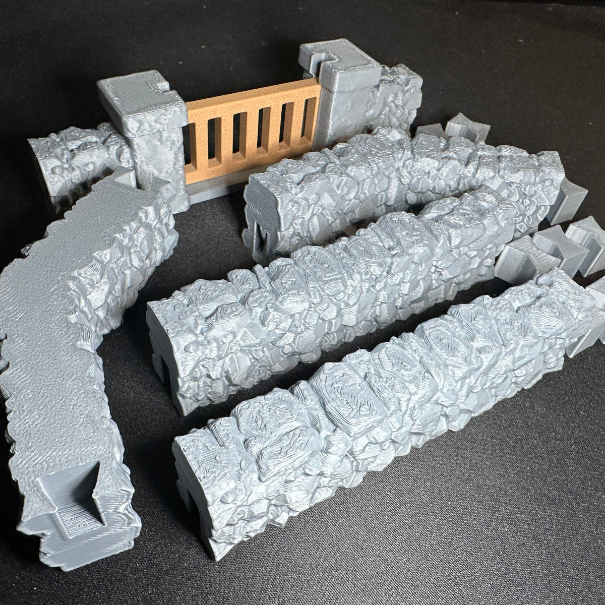 Modular Stone Fence Wall Set #2 1/32 Scale Toy Soldiers Civil Revolutionary World Wars 3D Accessory