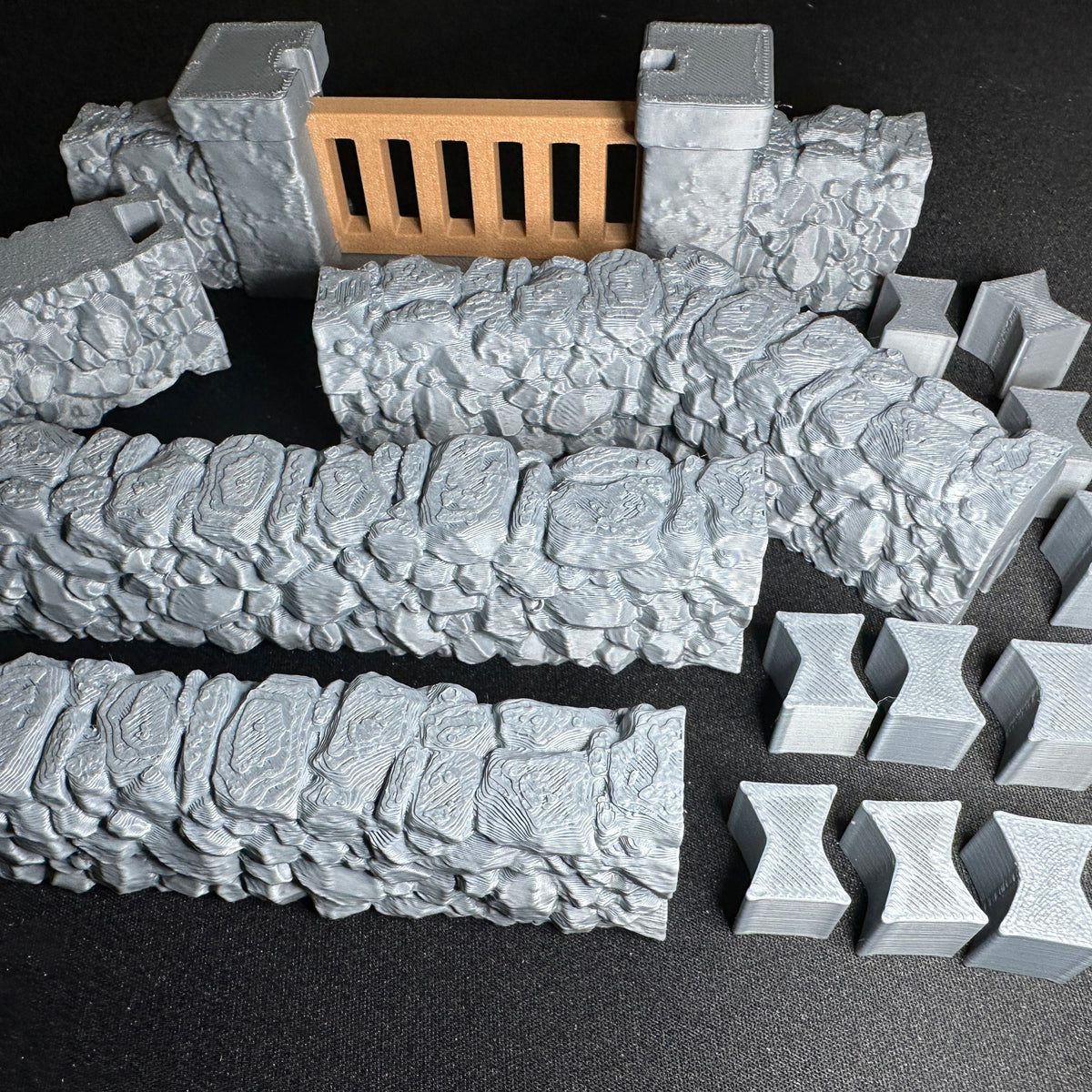 Modular Stone Fence Wall Set #2 1/32 Scale Toy Soldiers Civil Revolutionary World Wars 3D Accessory