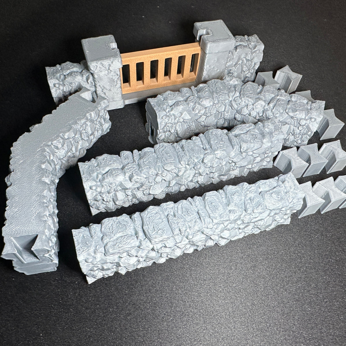 Modular Stone Fence Wall Set #2 1/32 Scale Toy Soldiers Civil Revolutionary World Wars 3D Accessory