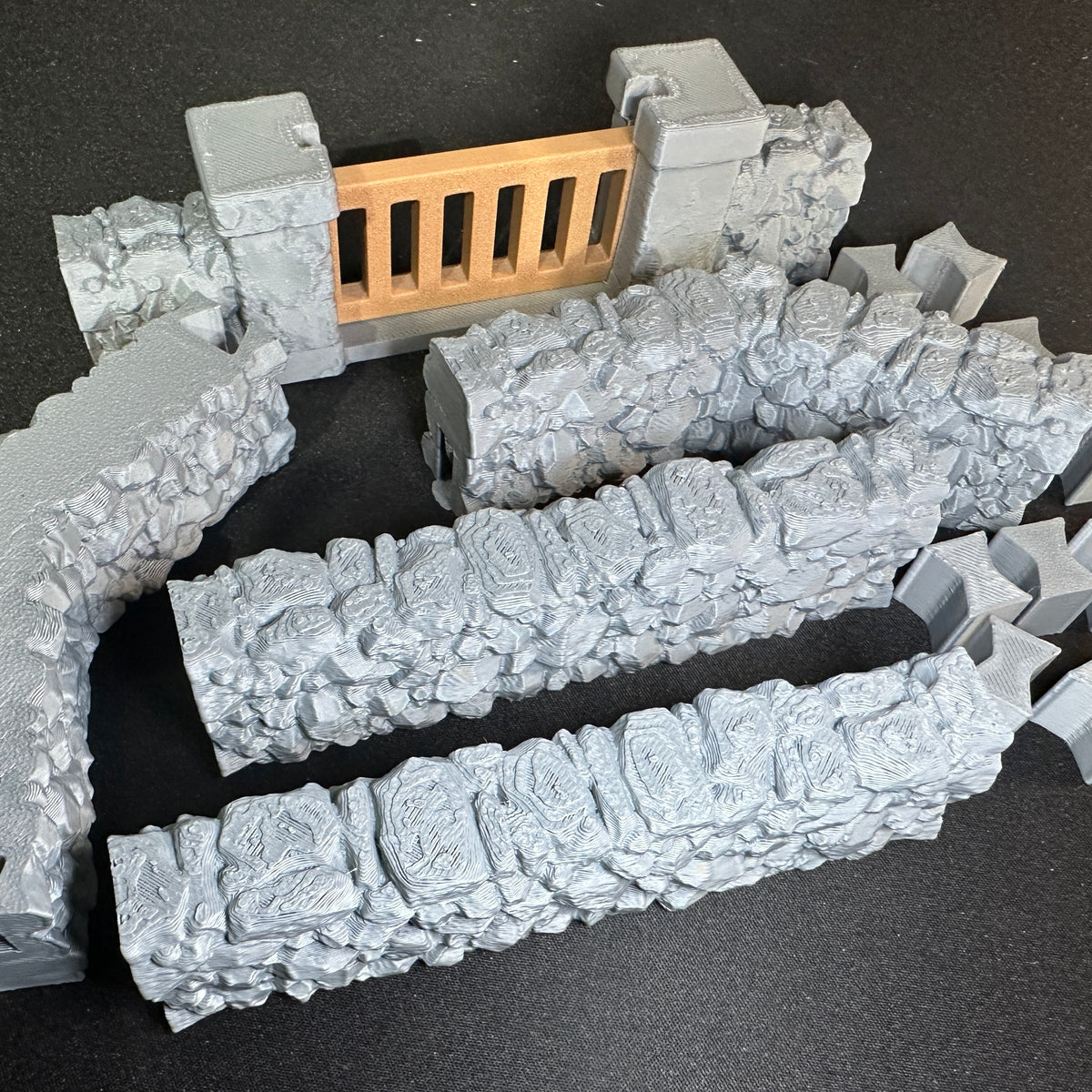 Modular Stone Fence Wall Set #2 1/32 Scale Toy Soldiers Civil Revolutionary World Wars 3D Accessory