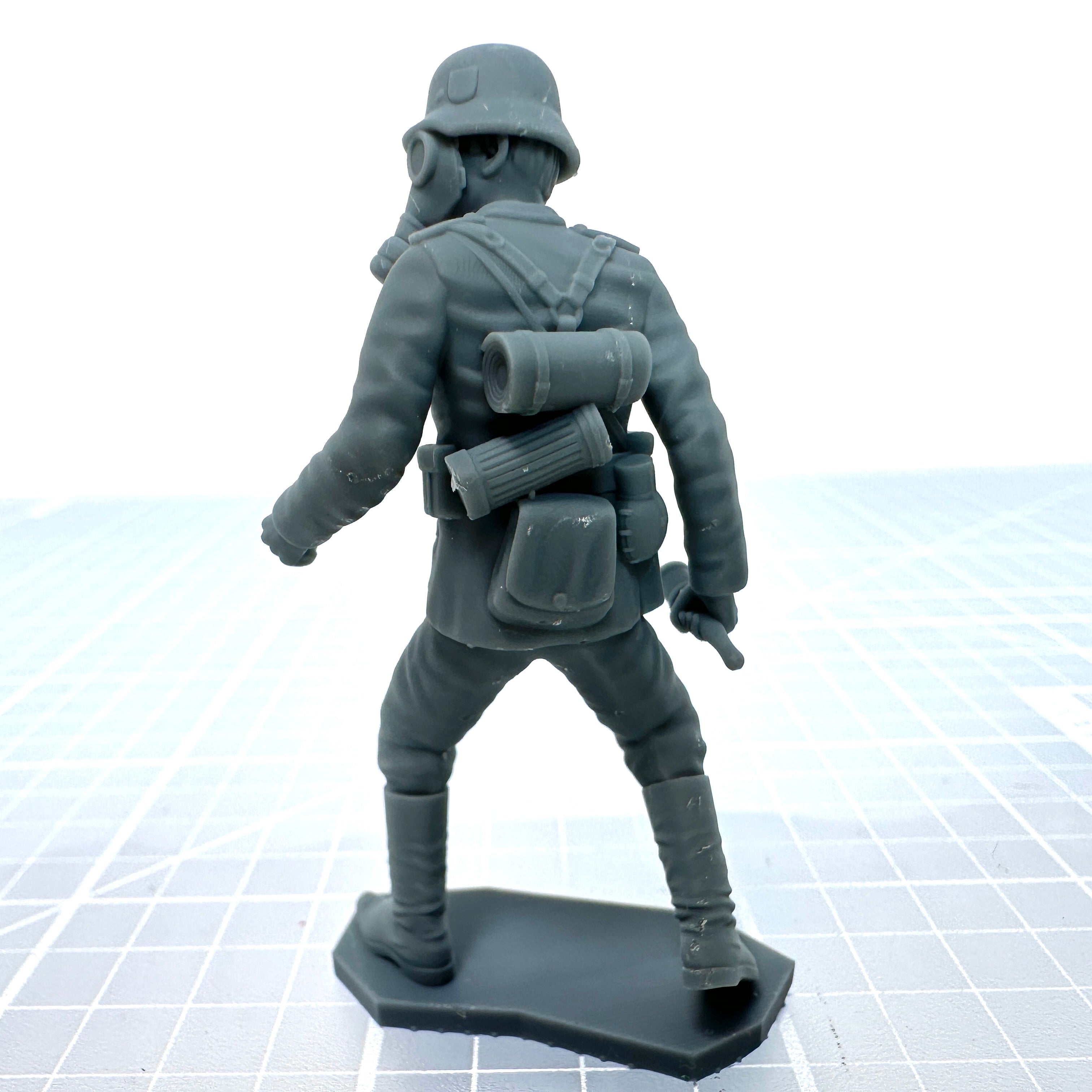 German w Gas Mask throwing Grenade