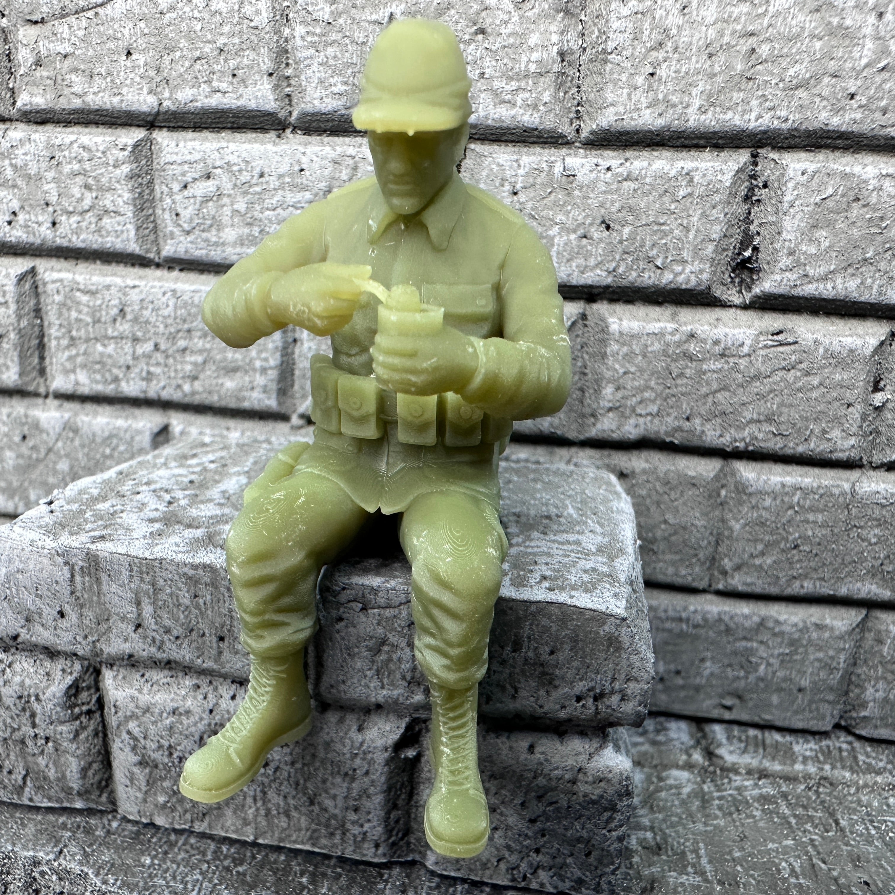 WW2 American Sitting Eating C-Ration