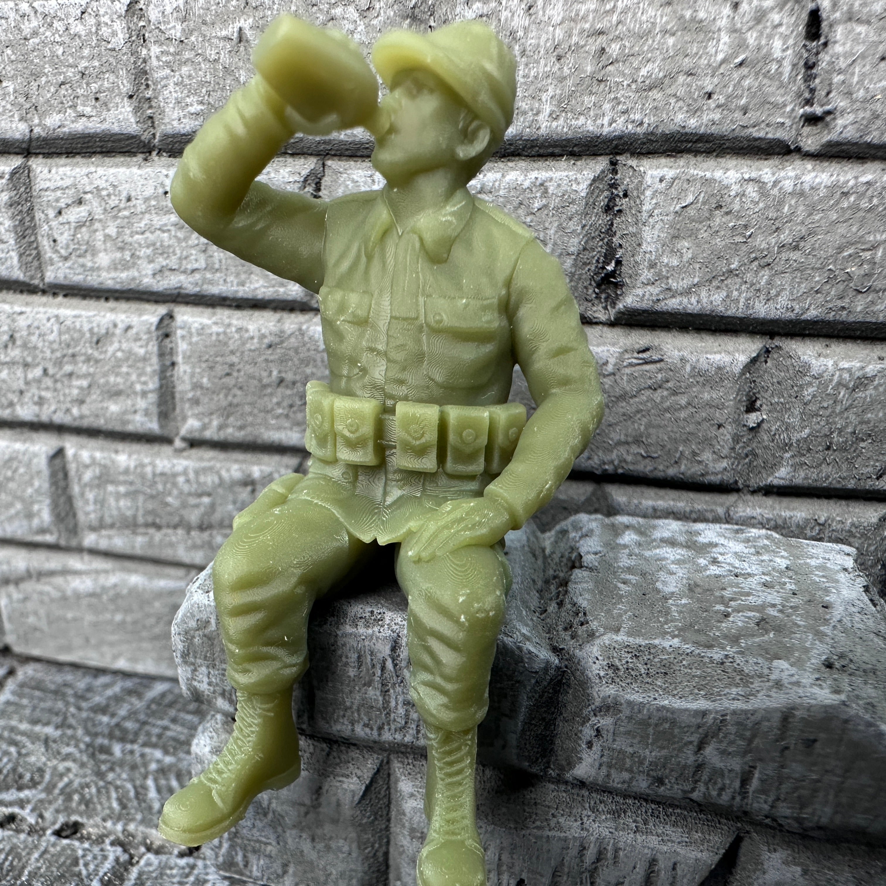 WW2 Soldier Drinking Canteen