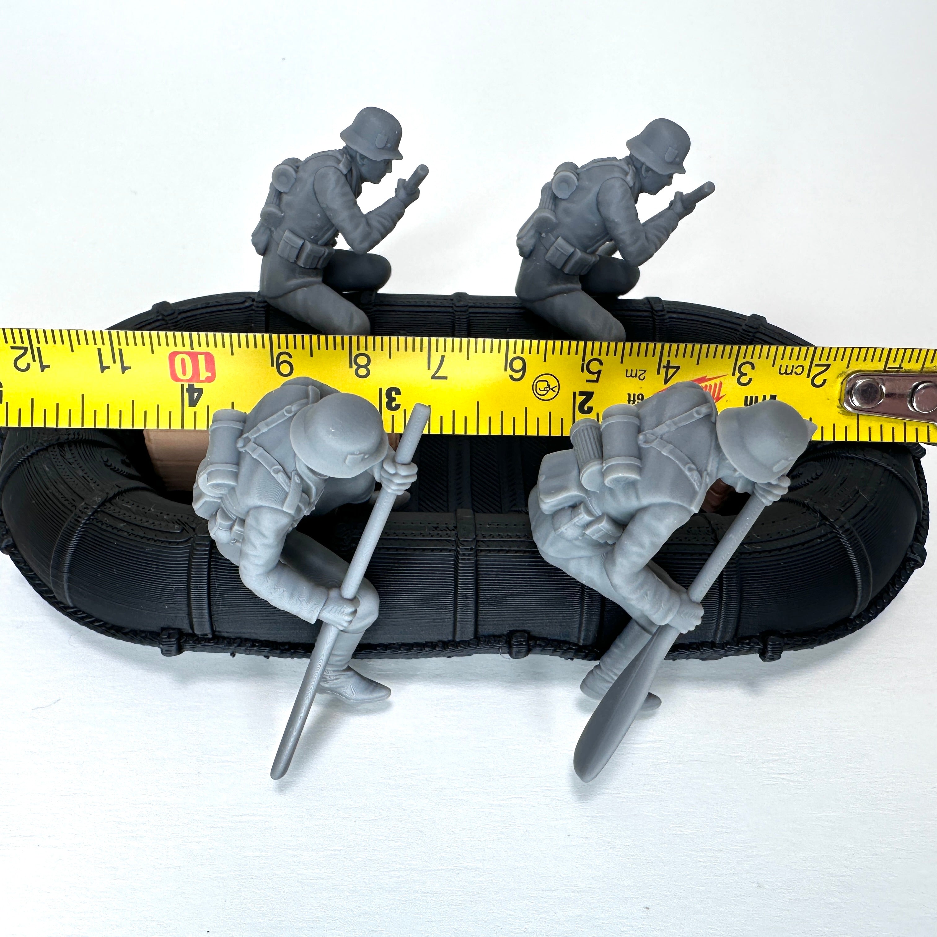 WW2 German Raft and Oarsmen 3D Printed 1/32 Scale War Boat