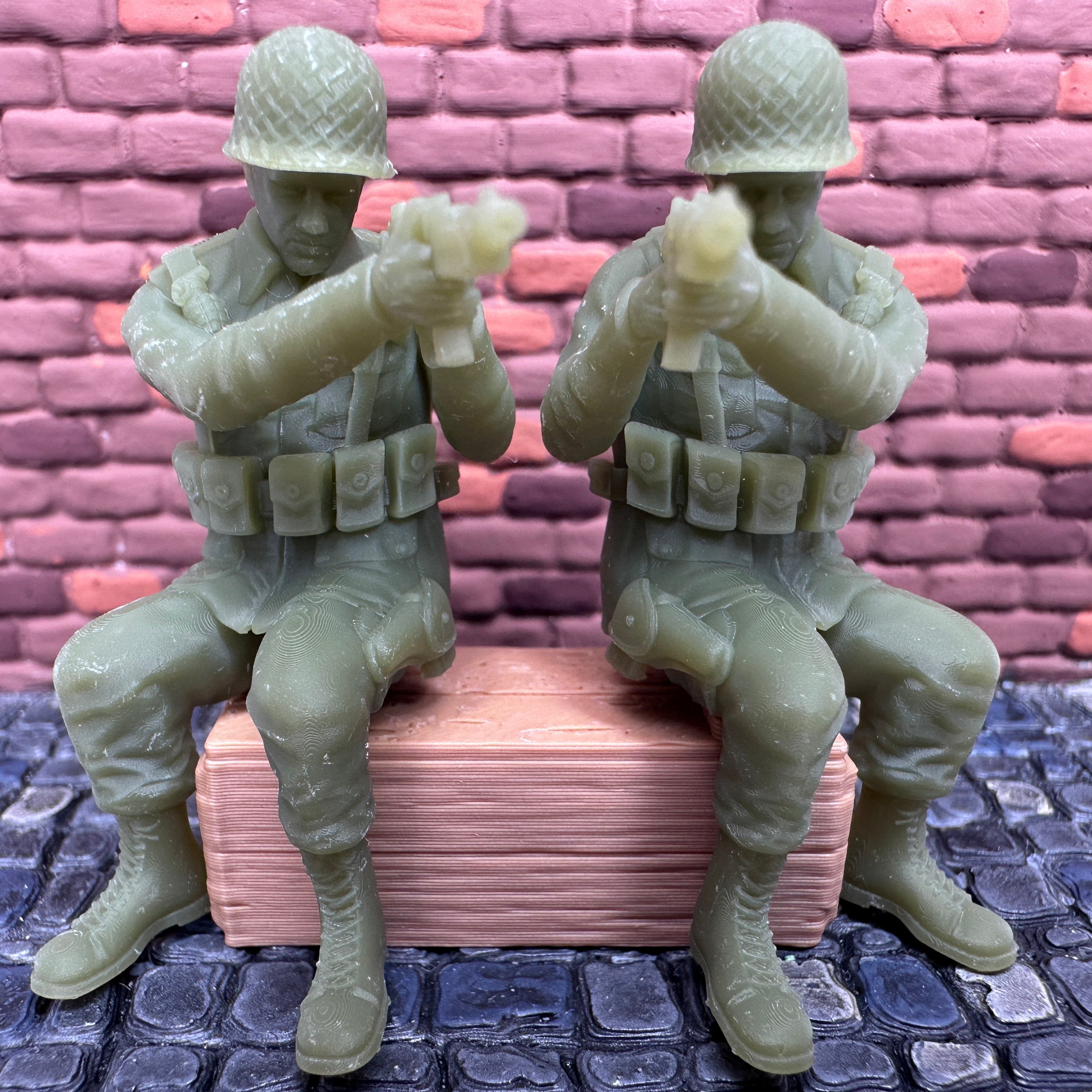 WW2 American Sitting Shooting 1/32 Scale Toy Soldiers Wargaming Figures