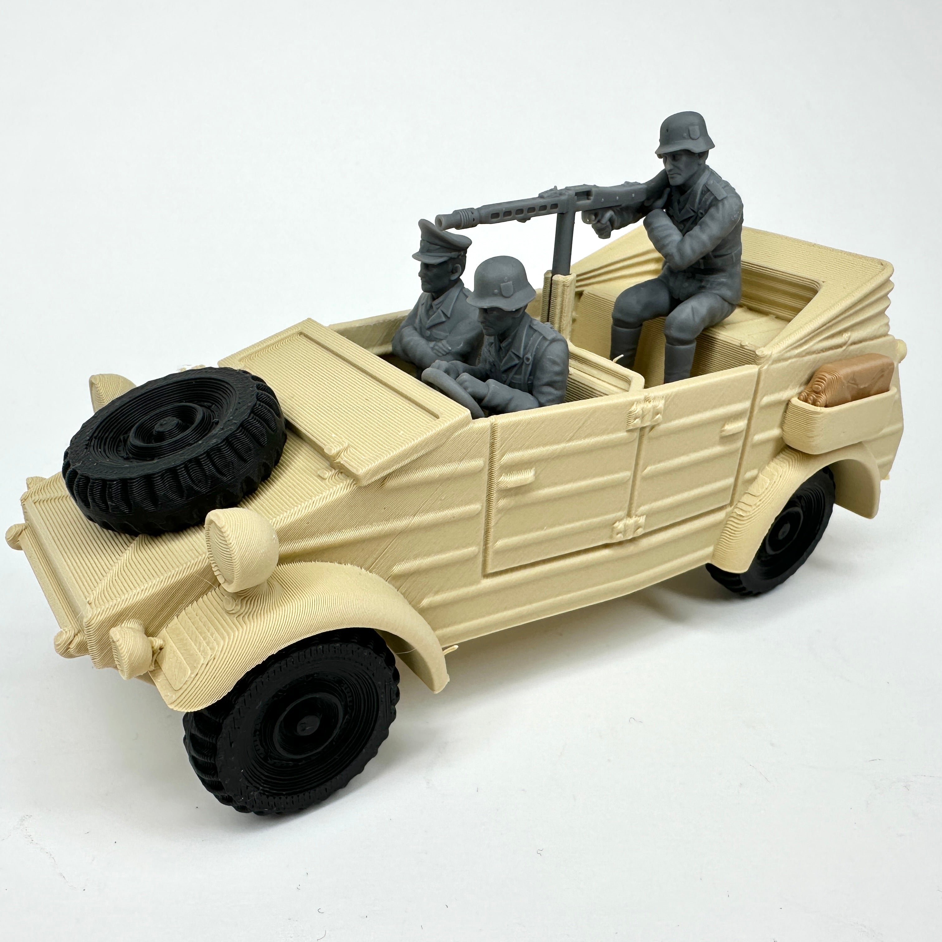 WW2 Rolling Kubelwagen Sand Colored 3D Printed 1/32 Scale War Vehicle