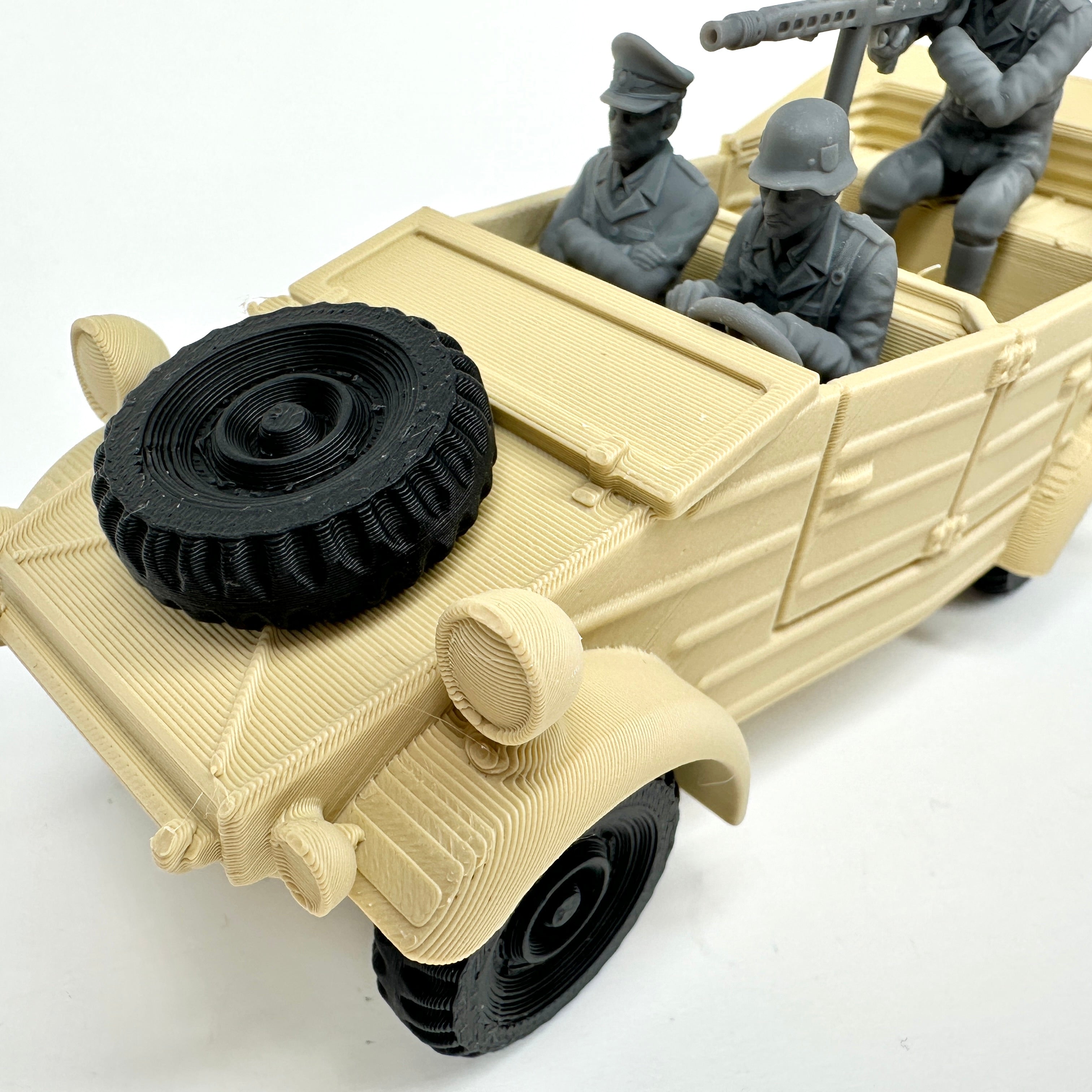 WW2 Rolling Kubelwagen Sand Colored 3D Printed 1/32 Scale War Vehicle