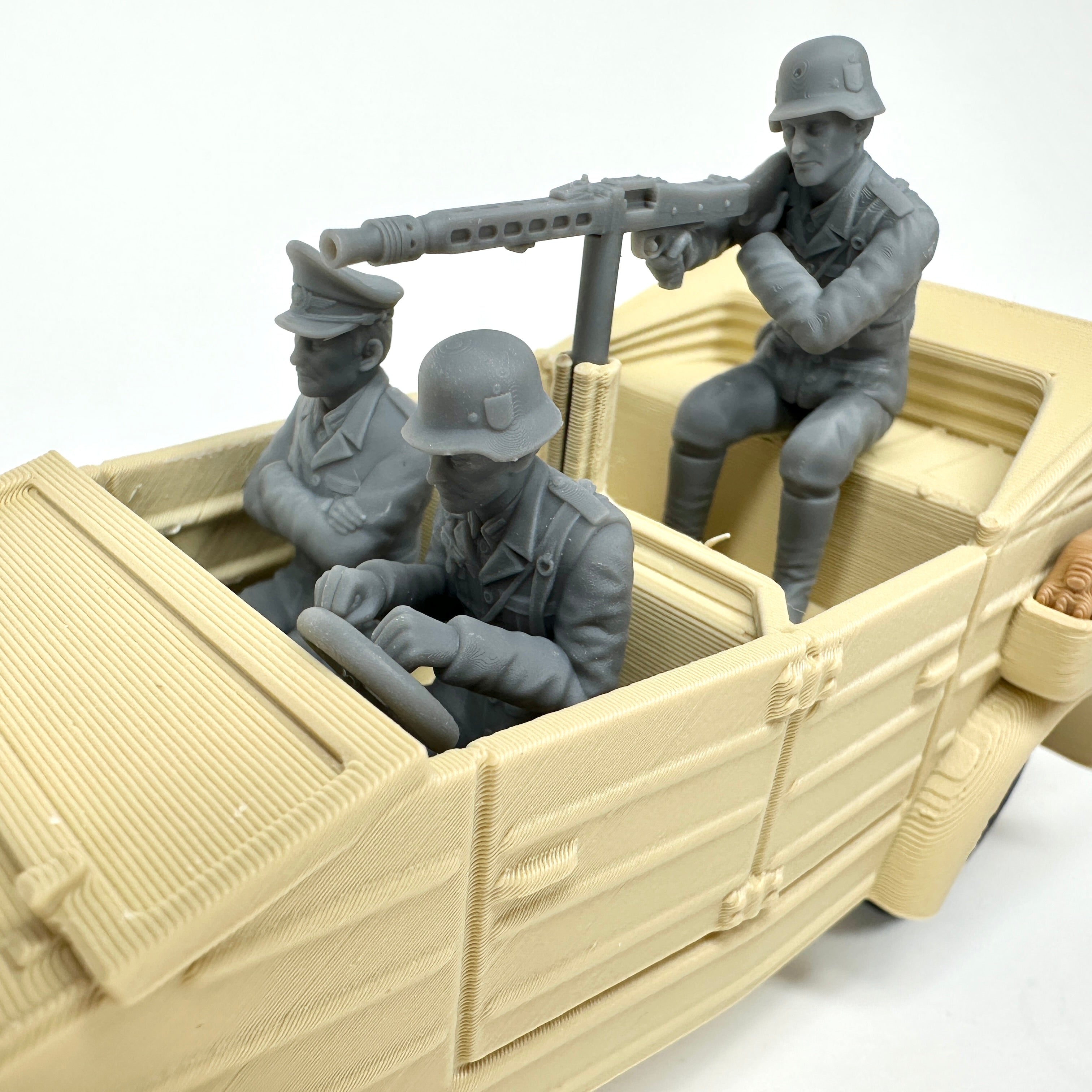 WW2 Rolling Kubelwagen Sand Colored 3D Printed 1/32 Scale War Vehicle