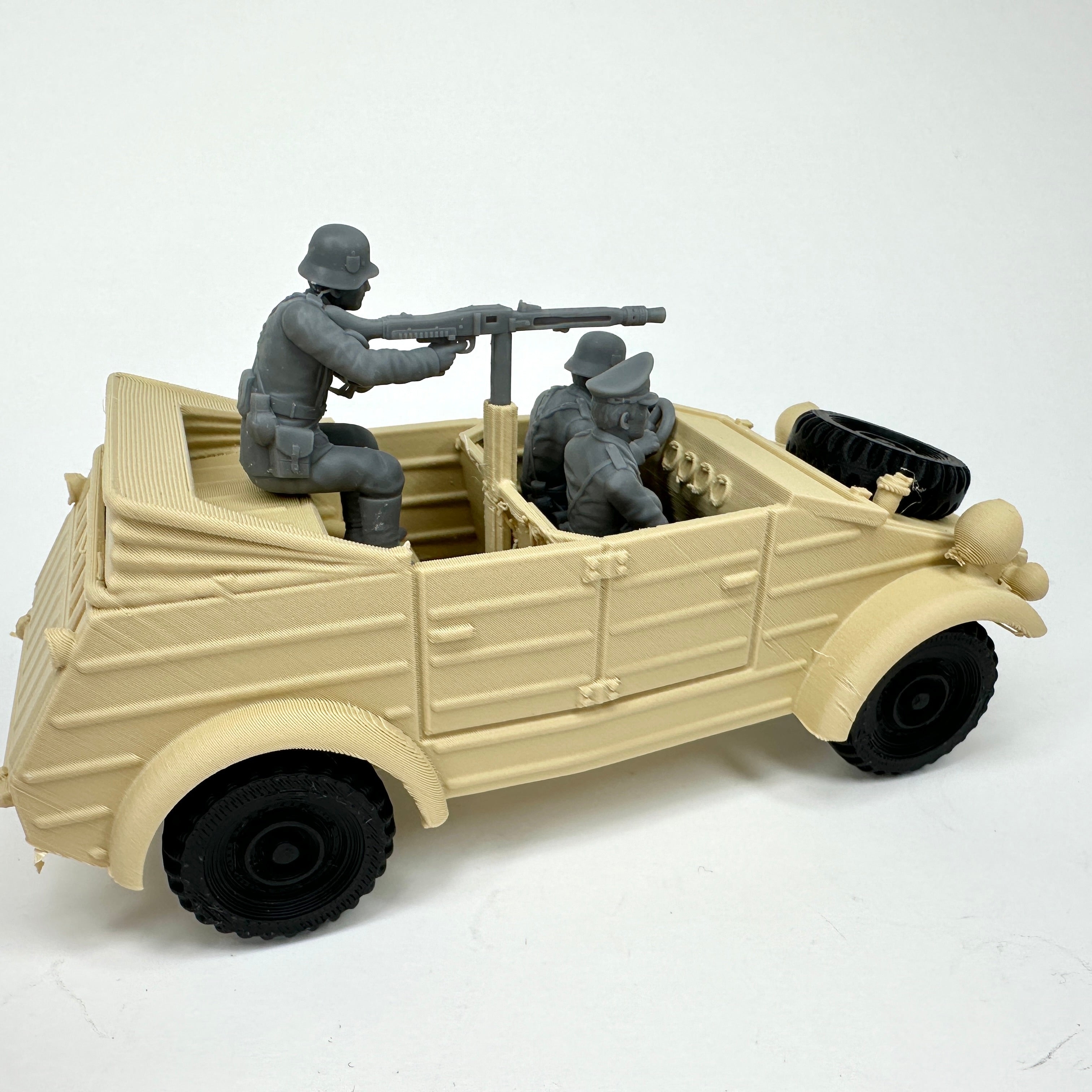 WW2 Rolling Kubelwagen Sand Colored 3D Printed 1/32 Scale War Vehicle