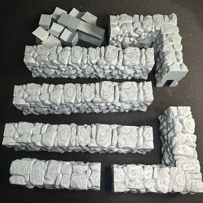 Modular Stone Fence Wall Set 1/32 Scale Toy Soldiers Civil Revolutionary World Wars 3D Accessory