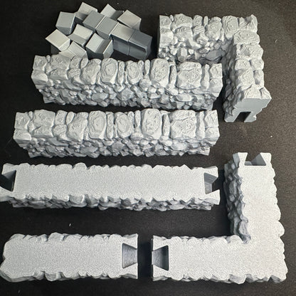 Modular Stone Fence Wall Set 1/32 Scale Toy Soldiers Civil Revolutionary World Wars 3D Accessory