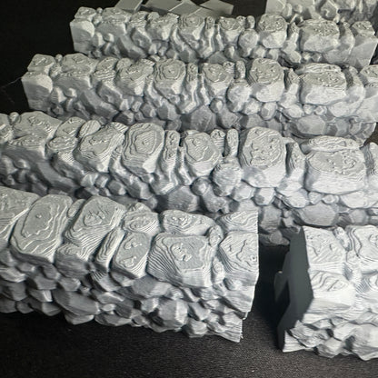 Modular Stone Fence Wall Set 1/32 Scale Toy Soldiers Civil Revolutionary World Wars 3D Accessory