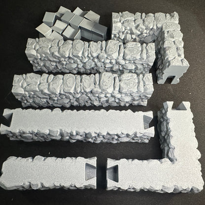 Modular Stone Fence Wall Set 1/32 Scale Toy Soldiers Civil Revolutionary World Wars 3D Accessory