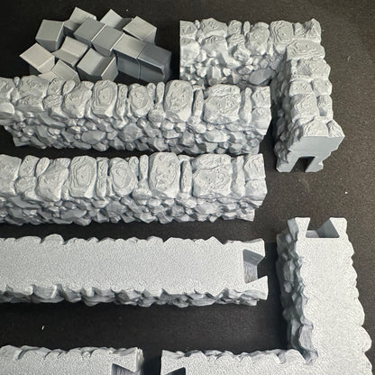 Modular Stone Fence Wall Set 1/32 Scale Toy Soldiers Civil Revolutionary World Wars 3D Accessory
