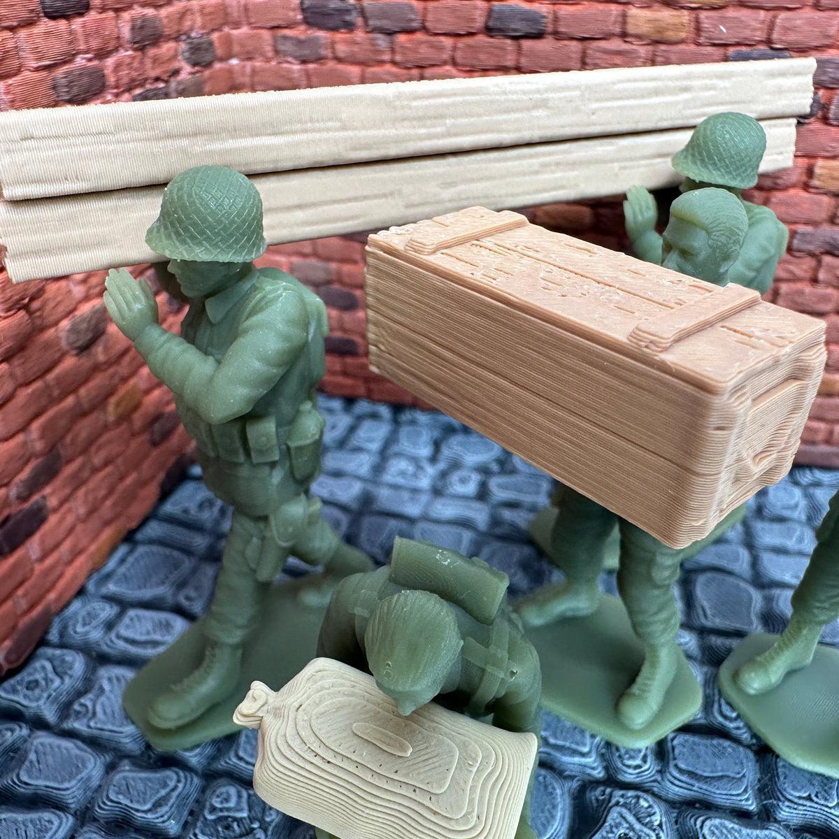 WW2 American Supply & Labor Detail Set 1/32 Scale Toy Soldier Wargaming Figures