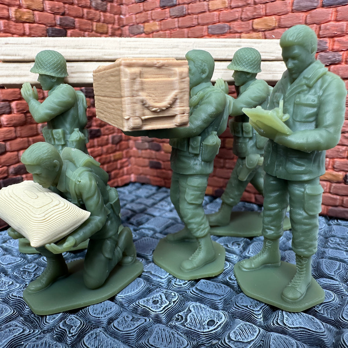 WW2 American Supply & Labor Detail Set 1/32 Scale Toy Soldier Wargaming Figures