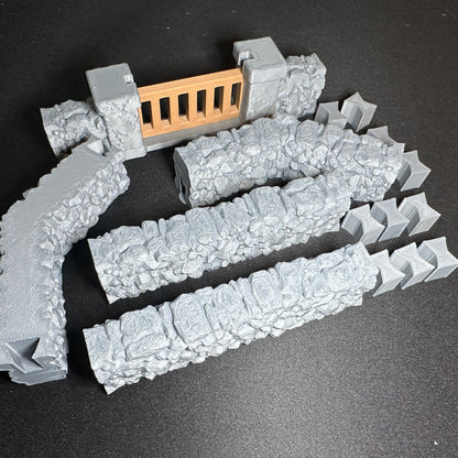 Modular Stone Fence Wall Set #2 1/32 Scale Toy Soldiers Civil Revolutionary World Wars 3D Accessory