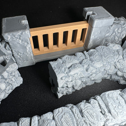 Modular Stone Fence Wall Set #2 1/32 Scale Toy Soldiers Civil Revolutionary World Wars 3D Accessory