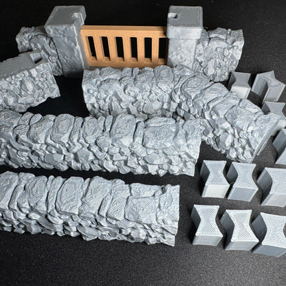 Modular Stone Fence Wall Set #2 1/32 Scale Toy Soldiers Civil Revolutionary World Wars 3D Accessory