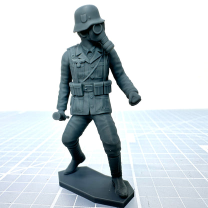 German w Gas Mask throwing Grenade