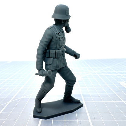 German w Gas Mask throwing Grenade