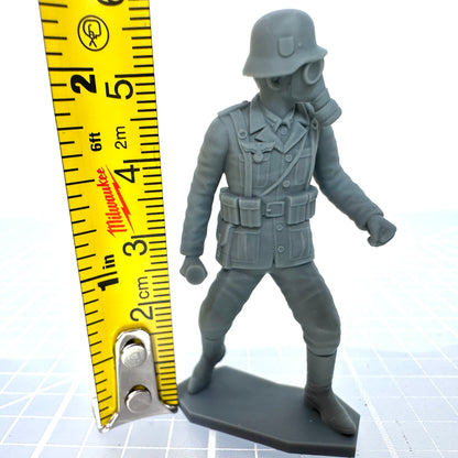 German w Gas Mask throwing Grenade