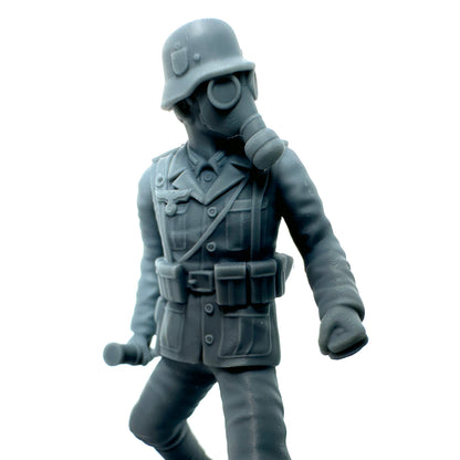 German w Gas Mask throwing Grenade
