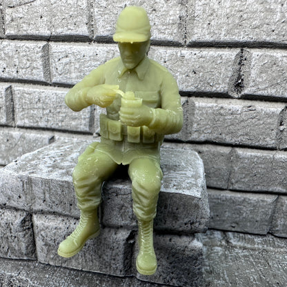 WW2 American Sitting Eating C-Ration