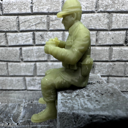 WW2 American Sitting Eating C-Ration