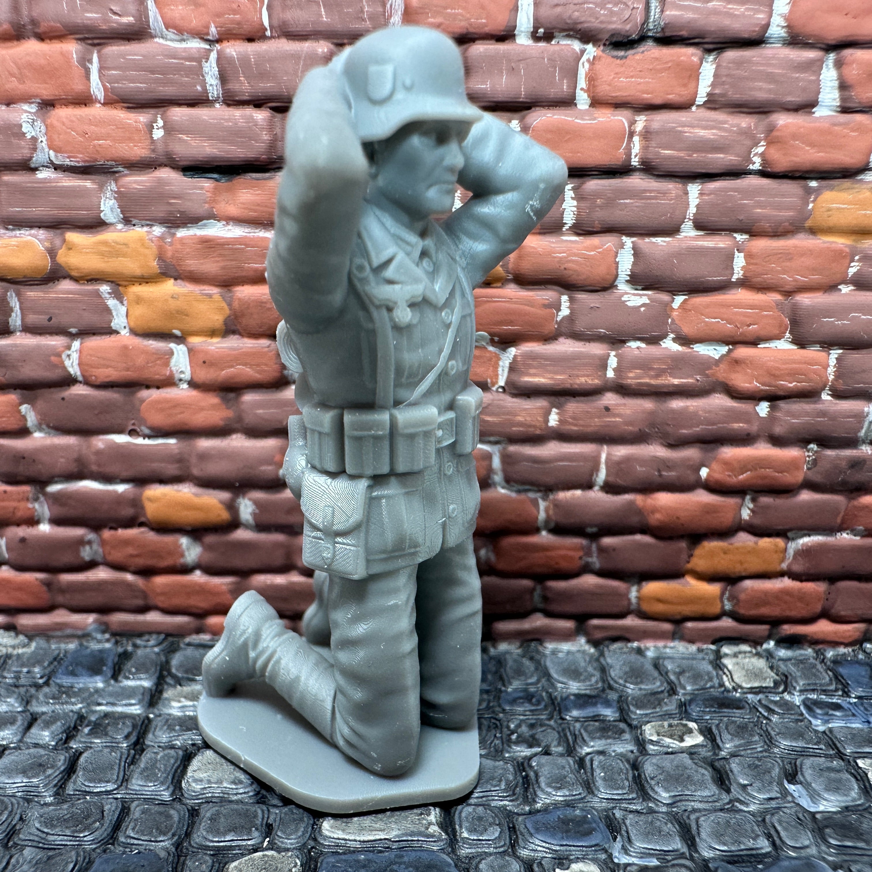 WW2 German Soldier Kneeling Surrendering