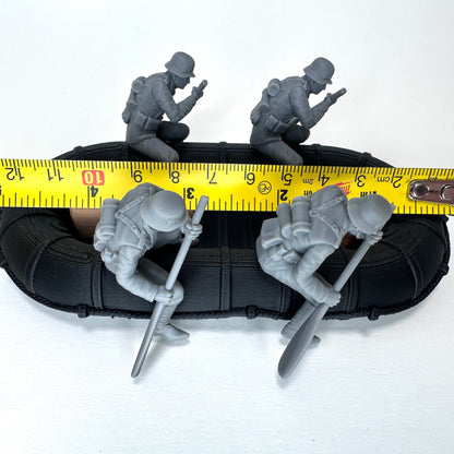 WW2 German Raft and Oarsmen 3D Printed 1/32 Scale War Boat