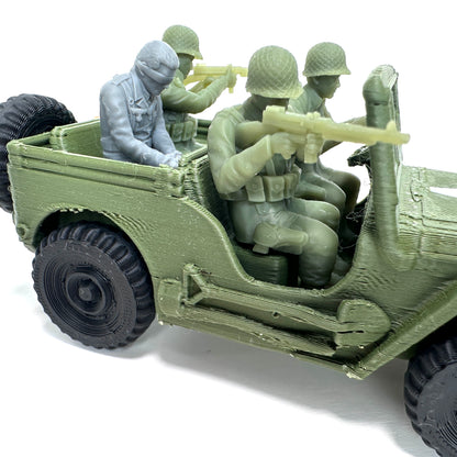 WW2 Rolling Willys Jeep Set 1/32 Scale Military Wargaming Figures