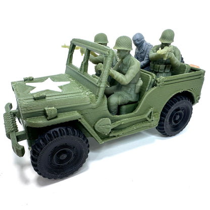 WW2 Rolling Willys Jeep Set 1/32 Scale Military Wargaming Figures