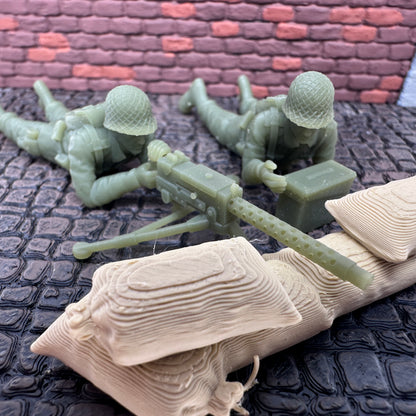 WW2 American M1919 Machine Gun Crew Set 1/32 Scale Toy Soldier Wargaming Figures
