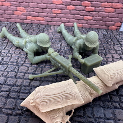 WW2 American M1919 Machine Gun Crew Set 1/32 Scale Toy Soldier Wargaming Figures