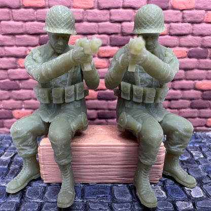 WW2 American Sitting Shooting 1/32 Scale Toy Soldiers Wargaming Figures