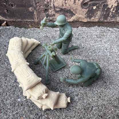 WW2 American Mortar Team Set 1/32 Scale Toy Soldier Wargaming Figures