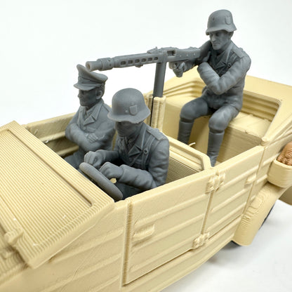 WW2 Rolling Kubelwagen Sand Colored 3D Printed 1/32 Scale War Vehicle