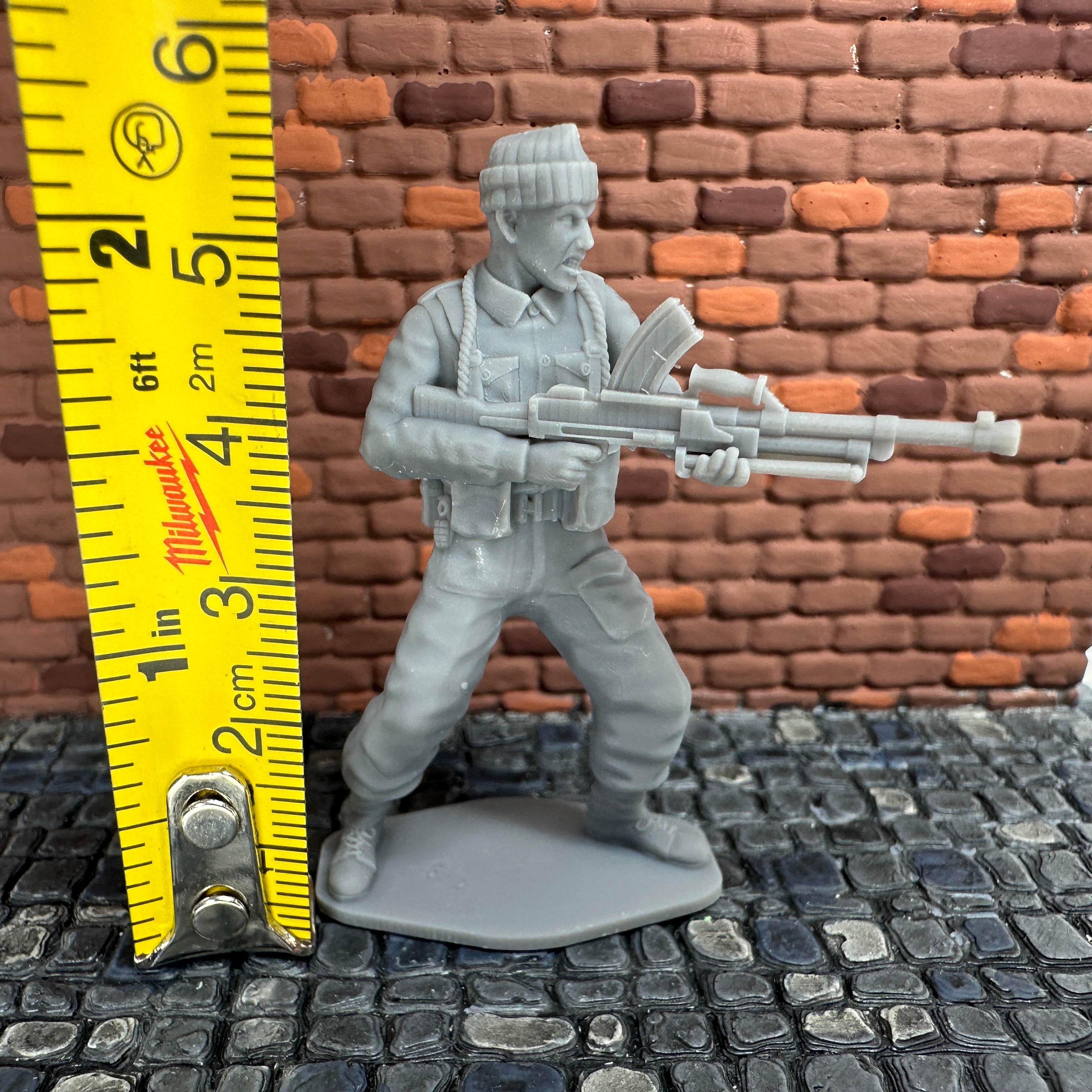 WW2 British Commando Firing Bren Machine Gun 1/32 Scale Toy Soldier Wargaming Figure