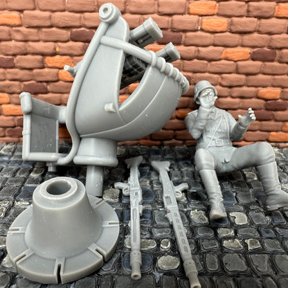 WW2 German Zwillingsockel 36 Anti-Aircraft Machine Gun Set Toy Soldier 1/32 Scale Wargaming Figure