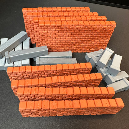World War 2 Modular Brick Wall 24 Piece Set 1/32 Scale Toy Soldiers 3D Accessory